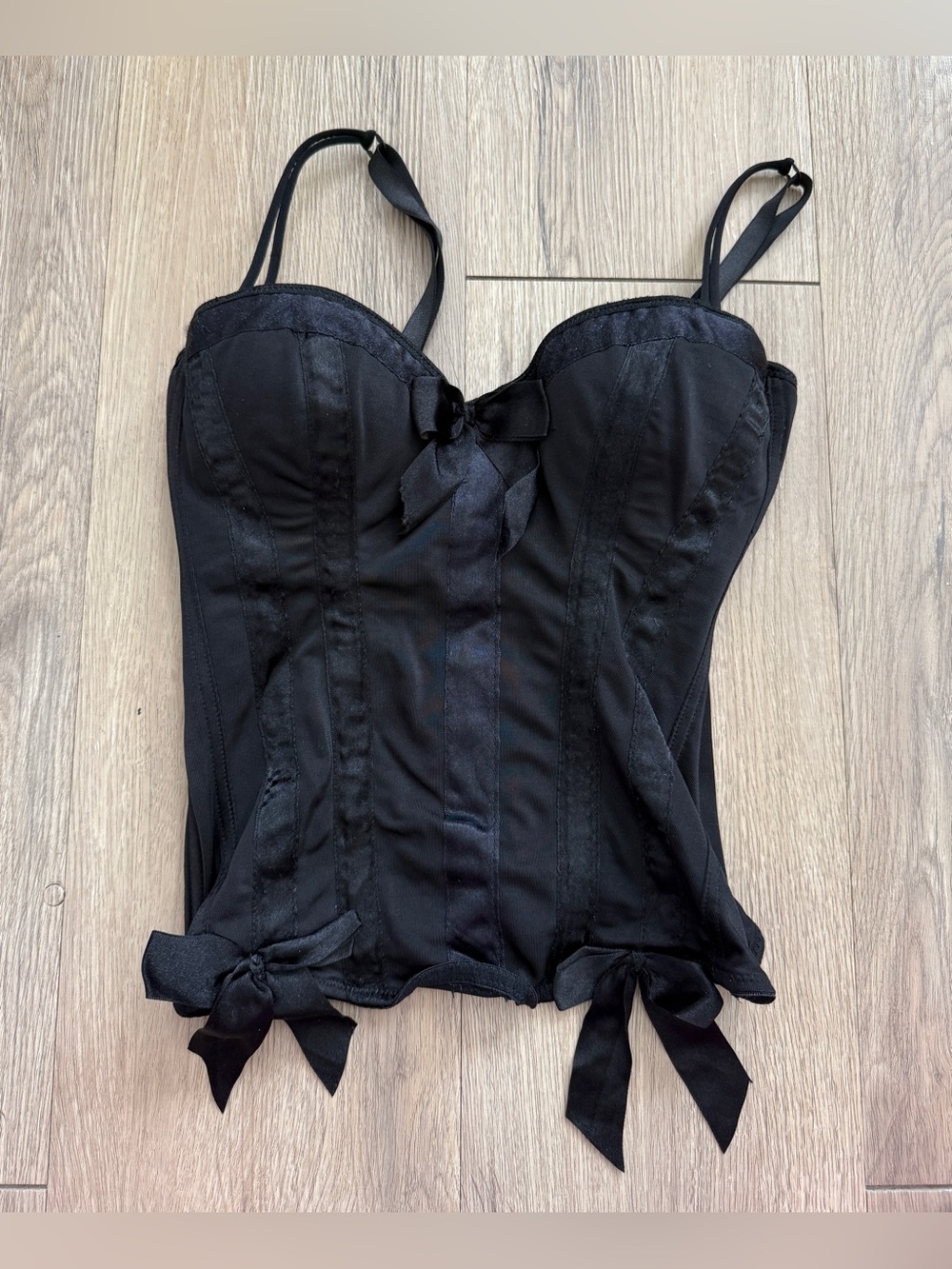 34A Morbid Threads By Hot Topic Y2K Vintage Black Corset Bowties